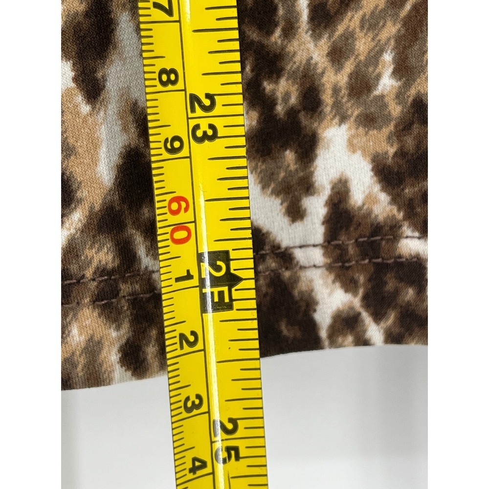 Chico's Animal Print Cowl Neck Long Sleeve Top Blouse Brown White Size 1 - Picture 3 of 10